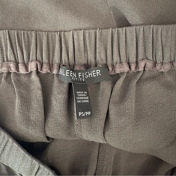 Eileen Fisher Petite Silk Georgette Crepe Tapered Pant in Grey Size Small - Picture 6 of 6